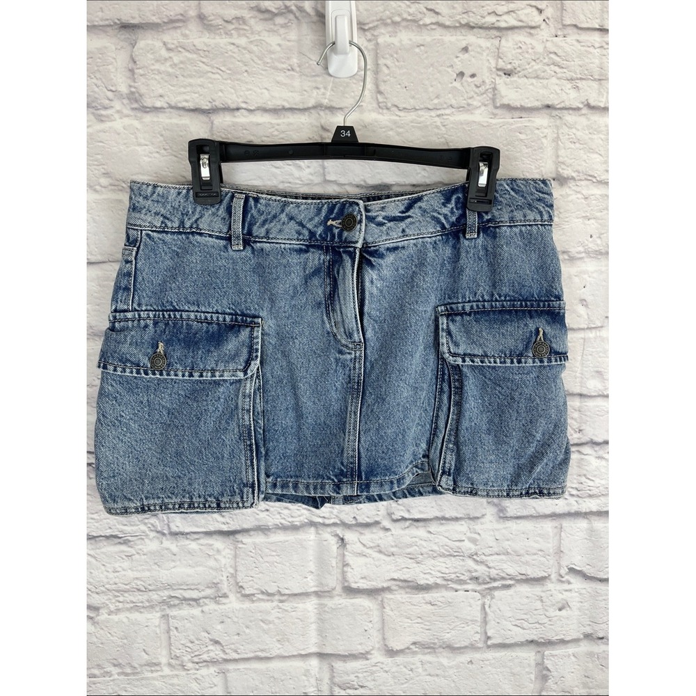 Garage Y2K Festival Grunge Cargo Mini Denim Skort Size Medium